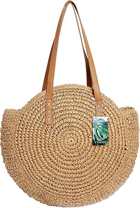 Round Straw Beach Bag